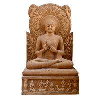 PRO-B021 - Pink Dolomite Sarnath Buddha Statue - Dharmachakra Mudra