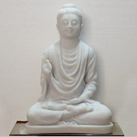 PRO-B016 - White Dolomite Ashirwad Mudra Buddha Statue