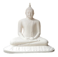 PRO-B017 - White Dolomite Samadhi Buddha Statue with Siraspatha