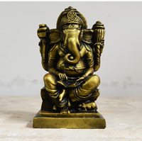 PRO - D005 - Dolomite with Thai Gold Colour Ganesh Deva Statue